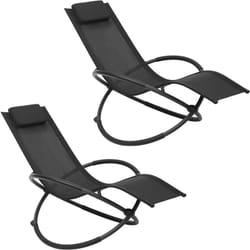 Woltu - Lot de 2 Chaise Longue Pliable Bain de Soleil pour Jardin fauteil Relax Baignoire en Tissu Respirant Charge maximale 160 kg, Noir