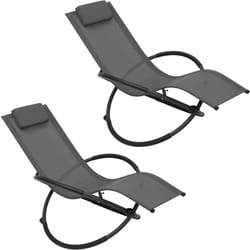 Lot de 2 Chaise Longue Pliable Bain de Soleil pour Jardin fauteil Relax Baignoire en Tissu Respirant Charge maximale 160 kg, Gris - Woltu