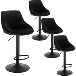 Lot de 4 Tabourets de bar Woltu siège bien rembourré en velours, Hauteur réglable pieds en métal, Noir