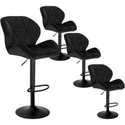 Lot de 4 Tabouret de Bar réglable en Hauteur Woltu Chaise Haute pour Bar avec Dossier siège rembouré en Velours Pied en métal, Noir