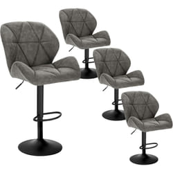 4 x Tabourets de Bar réglable en Hauteur, Chaises de bar, siège rembouré en Similicuir Pied en métal, Gris - Woltu