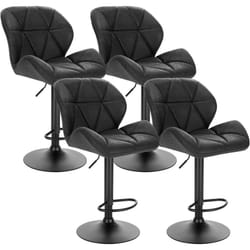 4 x Tabourets de Bar réglable en Hauteur, Chaises de bar, siège rembouré en Similicuir Pied en métal, Noir - Woltu