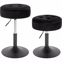 WOLTU 2x Tabouret de Bar Bas en Velours avec Espace de Rangement Chaise de Bar Ronde Réglable 495-65cm Noir BH329sz-2