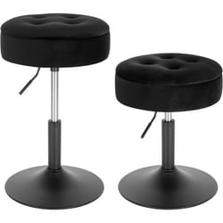 WOLTU 2x Tabouret de Bar Bas en Velours avec Espace de Rangement Chaise de Bar Ronde Réglable 495-65cm Noir BH329sz-2