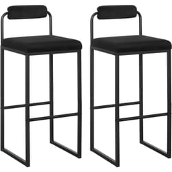 Lot de 2 Tabourets de Bar en Velours et Métal Woltu Chaise Haute Bar, Design Moderne, Hauteur du Siège 75cm, Noir