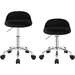 Woltu - 2 x Tabouret de Bureau avec Dossier, Chaise d'ordinateur à roulettes, Réglable en Hauteur 43-54, 5cm, Noir BS127sz-2