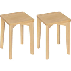 2x Tabouret en Bois Massif, Chaise Salle à Manger, Siège Carré, Hauteur 44, 5cm, BH344ei-2 - Woltu