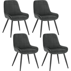 Lot de 4 Chaises de Salle à Manger Woltu Chaises Relaxantes en Velours, Ergonomiques avec Dossier, Gris foncé BH331dgr-4