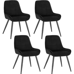 Lot de 4 Chaises de Salle à Manger Woltu Chaises Relaxantes en Velours - Ergonomiques avec Dossier - Noir