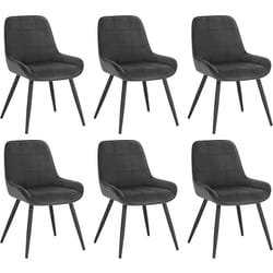 Lot de 6 Chaises de Salle à Manger Woltu Chaises Relaxantes en Velours, Ergonomiques avec Dossier, Gris foncé BH331dgr-6