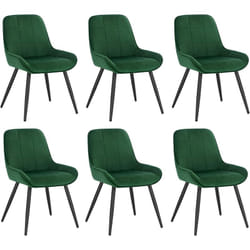 Lot de 6 Chaises de Salle à Manger Woltu Chaises Relaxantes en Velours, Ergonomiques avec Dossier, Vert foncé BH331dgn-6