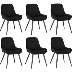 Lot de 6 Chaises de Salle à Manger Woltu Chaises Relaxantes en Velours, Ergonomiques avec Dossier, Noir BH331sz-6
