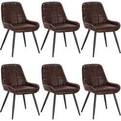 Lot de 6 Chaises de Salle à Manger Woltu Chaises Relaxantes en SimiliCuir, Ergonomiques avec Dossier, Marron foncé BH332dbr-6