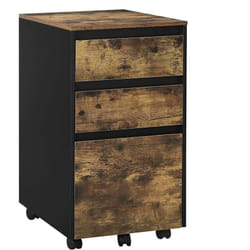 Woltu - Caisson Mobile, Meuble Rangement Bureau avec 3 Tiroirs, 40x40x70cm, Marron Rustique et Noir, ASK01hov