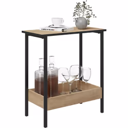 Description générale Cette table basse est conçue avec deux étagères, dont un plateau large de 50x25 cm et une étagère de 7 c ...