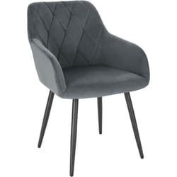Woltu - Chaise Salle à Manger, Chaise de Cuisine en Velours, Assis Rembourré et Pieds en Métal, Gris Foncé BH352dgr-1