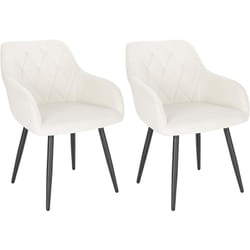 Lot de 2 Chaise Salle à Manger WOLTU, Chaise de Cuisine en Velours, Assis Rembourré et Pieds en Métal, Blanc BH352cm-2