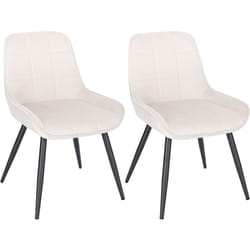 Lot de 2 Chaises de Salle à Manger Woltu Chaises Relaxantes en Velours, Ergonomiques avec Dossier, Crème Blanc BH331cm-2