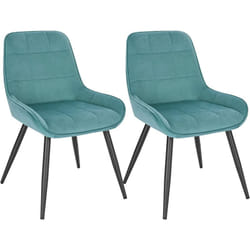 Lot de 2 Chaises de Salle à Manger Woltu Chaises Relaxantes en Velours, Ergonomiques avec Dossier, Vert Turc BH331ts-2