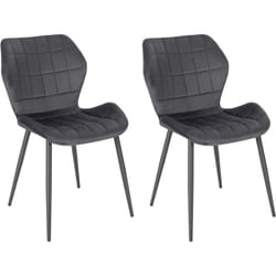 Lot de 2 Chaises Salle à Manger Woltu Chaise de Cuisine en Velours, Assise Rembourrée, Pieds en Métal, Gris Foncé