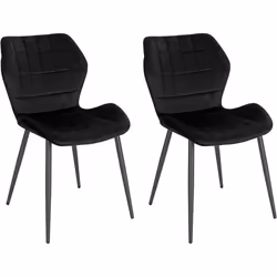 WOLTU 2x Chaises Salle à Manger Chaise de Cuisine en Velours Assise Rembourrée Pieds en Métal Noir BH356sz-2