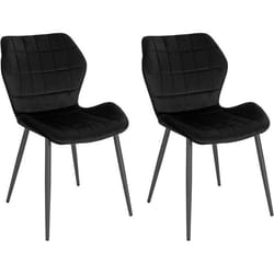 WOLTU 2x Chaises Salle à Manger Chaise de Cuisine en Velours Assise Rembourrée Pieds en Métal Noir BH356sz-2