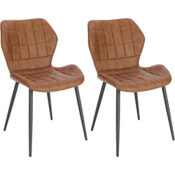 Lot de 2 Chaises Salle à Manger WOLTU, Chaise de Cuisine en Simili Cuir, Assise Rembourrée, Pieds en Métal, Brun