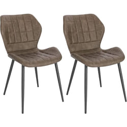 Lot de 2 Chaises Salle à Manger Woltu Chaise de Cuisine en Simili Cuir, Assise Rembourrée, Pieds en Métal, Brun Foncé