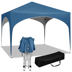 Tonnelle de Jardin 3x3m Woltu Tente de Fête avec Toit en Demi-Cercle, Pliable Imperméable, Pieds Réglables, Bleu