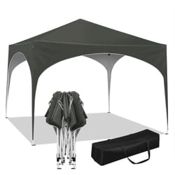 Tonnelle de Jardin 3x3m WOLTU, Tente de Fête avec Toit en Demi-Cercle, Pliable Imperméable, Pieds Réglables, Gris