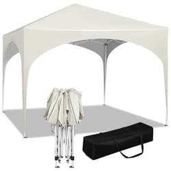 Tonnelle de Jardin 3x3m Woltu Tente de Fête avec Toit en Demi-Cercle, Pliable Imperméable, Pieds Réglables, Beige