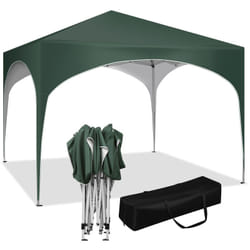 Tonnelle de Jardin 3x3m Woltu Tente de Fête avec Toit en Demi-Cercle, Pliable Imperméable, Pieds Réglables, Vert