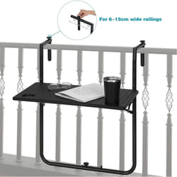 Table de Balcon suspendue, Petite table murale rabattable avec 3 Hauteurs réglables, Cadre en Métal, Noir - Woltu