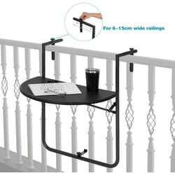 Table de Balcon suspendue, Petite table murale rabattable avec 3 Hauteurs réglables, en Aspect Rotin, Noir - Woltu