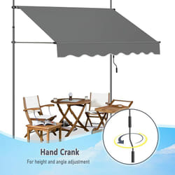 Store Banne Manuel, Auvent Rétractable avec Manivelle sans Perçage, Hauteur Réglable, Longueur 200cm, Anthracite - Woltu