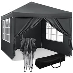 Tonnelle de Jardin 3x3m WOLTU, Auvent Pliable Imperméable, Protection du Soleil UV 50+, Hauteur Réglable, Anthracite
