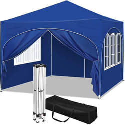 Tonnelle de Jardin 3x3m Woltu Pergola Pliante avec 4 Parois Latérales, Hauteur Réglable, Imperméable, Protection de uv, Bleu
