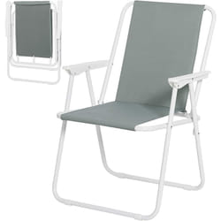 Chaise de Camping, avec Dossier Portables et Légères, Chaise de Pêche avec Accoudoirs, Gris Foncé - Woltu