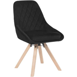 Chaise Pivotante de Salle à Manger, Chaise de Cuisine en Velours, Pieds en Bois Massif, Noir - Woltu