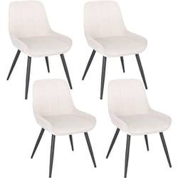 Lot de 4 Chaises de Salle à Manger Woltu Chaises Relaxantes en Velours, Ergonomiques avec Dossier, Crème Blanc BH331cm-4