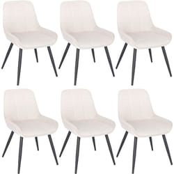 Lot de 6 Chaises de Salle à Manger Woltu Chaises Relaxantes en Velours, Ergonomiques avec Dossier, Crème Blanc BH331cm-6
