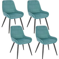 Lot de 4 Chaises de Salle à Manger WOLTU, Chaises Relaxantes en Velours, Ergonomiques avec Dossier, Vert Turc BH331ts-4