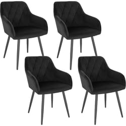 Lot de 4 Chaise Salle à Manger Woltu Chaise de Cuisine en Velours, Assis Rembourré et Pieds en Métal, Noir BH352sz-4