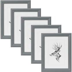 5 pièces Cadre de Photo en Bois, Artos Style Façade en Verre, 21x29, 7cm A4, Gris BRU9894gr-5 - Woltu