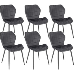 Lot de 6 Chaises Salle à Manger Woltu Chaise de Cuisine en Velours, Assise Rembourrée, Pieds en Métal, Gris Foncé