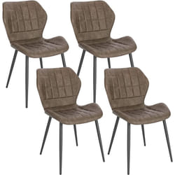 Lot de 4 Chaises Salle à Manger Woltu Chaise de Cuisine en Simili Cuir, Assise Rembourrée, Pieds en Métal, Brun Foncé