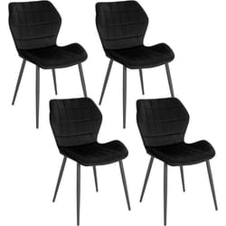 WOLTU 4x Chaises Salle à Manger Chaise de Cuisine en Velours Assise Rembourrée Pieds en Métal Noir BH356sz-4