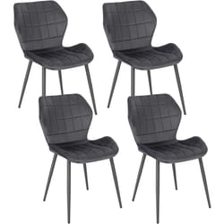 Lot de 4 Chaises Salle à Manger Woltu Chaise de Cuisine en Velours, Assise Rembourrée, Pieds en Métal, Gris Foncé