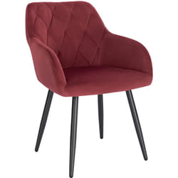 Chaise Salle à Manger, Chaise de Cuisine en Velours, Assis Rembourré et Pieds en Métal, Bordeaux - Woltu