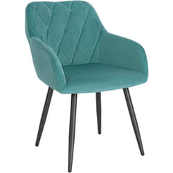 Chaise Salle à Manger, Chaise de Cuisine en Velours, Assis Rembourré et Pieds en Métal, Vert Turc - Woltu